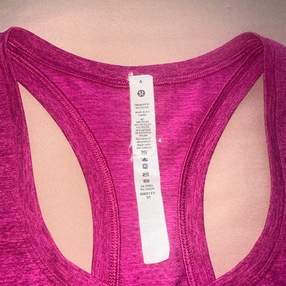 Size 4 Heathered Ripened Raspberry Lululemon Swiftly Tank (Regular length) - Picture 4 of 5